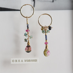 Anahita 〈pierce〉 ：watermelon tourmaline hoop 4枚目の画像