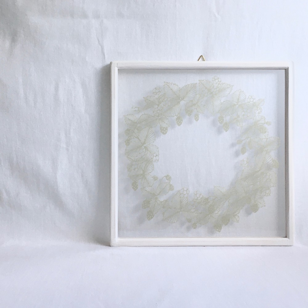 【植物リースの切り絵】ノイチゴ＿モスグリーン