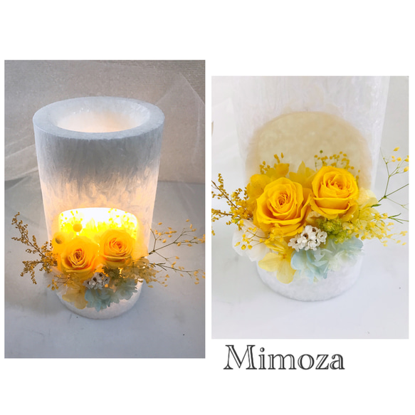 LEDライトがお花をともすキャンドルアレンジ 3枚目の画像