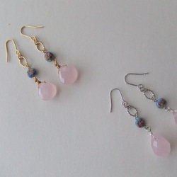 glass beads ピアス　~Pink　drop~ 2枚目の画像