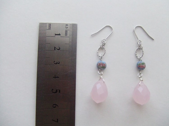 glass beads ピアス　~Pink　drop~ 3枚目の画像