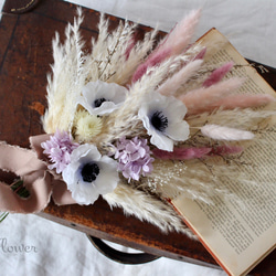 アネモネ ウェディングブーケ ヘッドドレス ブトニア3点セット ピンク