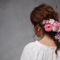 ヘアードレス*オールドローズP 紫陽花 かすみ草* 2枚目の画像