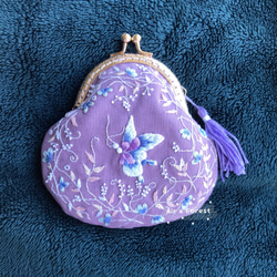 刺繡口金包-紫斑蝶/零錢包/收納包/ 第1張的照片