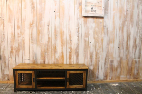 iron×wood アイアン・ウッド メッシュ扉付テレビボード