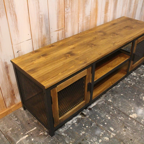 iron×wood アイアン・ウッド メッシュ扉付テレビボード
