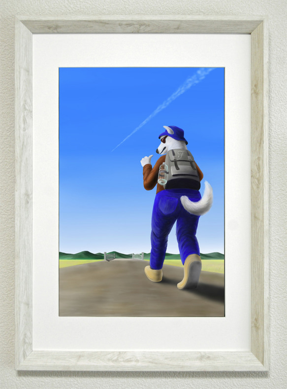 額装のオリジナルイラスト 「旅に出る」 イラスト katsuyuki 通販