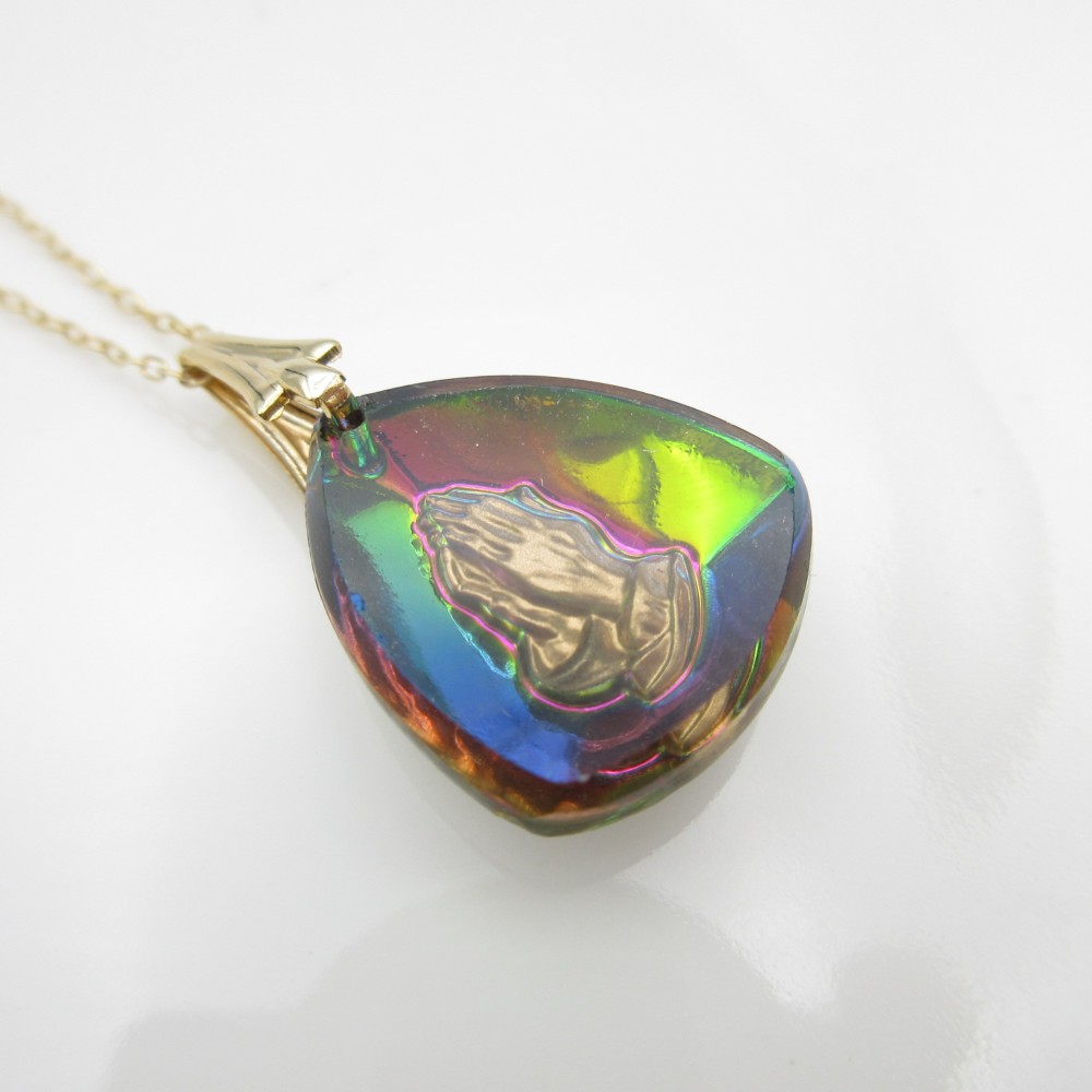 ヴィンテージ 修道女の祈り ステンドグラス ドロップ ネックレス