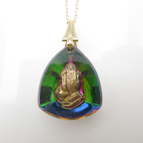 ヴィンテージ 修道女の祈り ステンドグラス ドロップ ネックレス