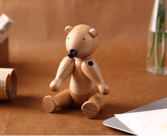 オーク 木材 木製 熊 インテリア 置き物 3枚目の画像