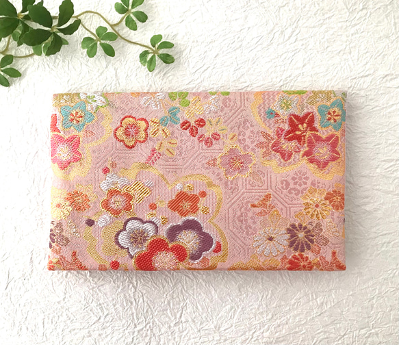 艶やか 袱紗 (ふくさ) 亀甲地に桜　ピンク 3枚目の画像