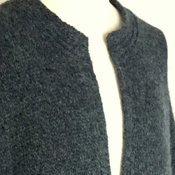 ゆったり暖か　ミックス糸のハーフコート　ウール100％　アーバン シック　藍鼠系色 5枚目の画像