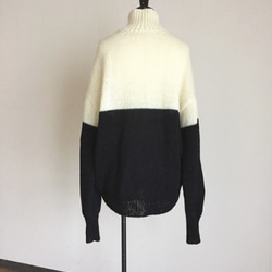モダンな白×黒　可愛いゆったりセーター　ウール100％ 4枚目の画像