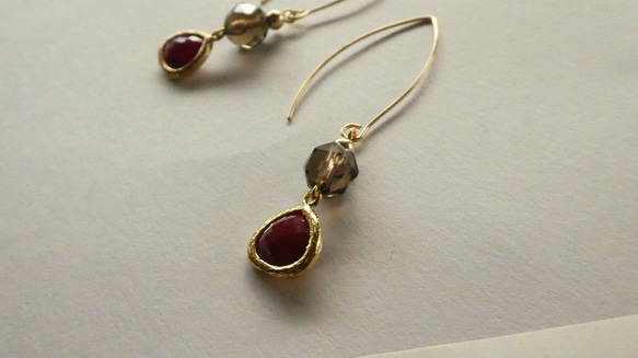 【 14kgf  】 autumn  colors  pierced earrings 2枚目の画像