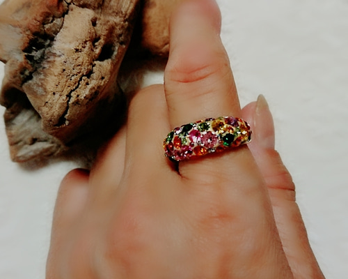 スワロフスキー】七色リング 指輪・リング Blau rose 通販 6031755