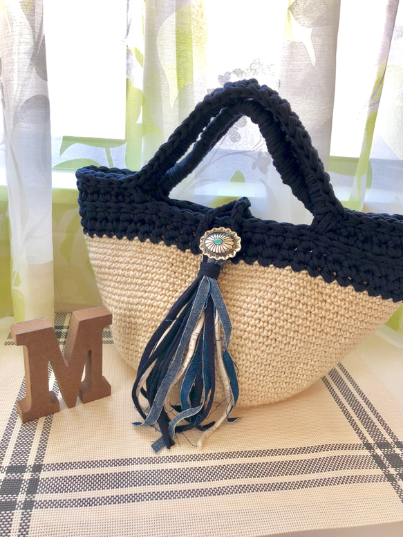 再再販】ズパゲッティ☆麻ひもマルシェ(Lサイズ) かごバッグ MAHINIST 