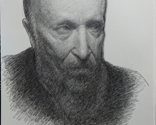 セメレコフ自画像 ユニークな鉛筆デッサン１点物 セメレコフ自画像 ユニークな鉛筆デッサン1点物