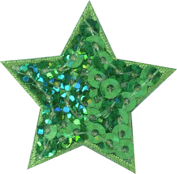 スパンコール星(グリーン)アイロンワッペン 1枚目の画像