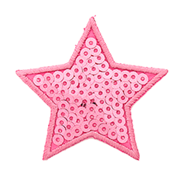 スパンコール星(ピンク)アイロンワッペン 1枚目の画像