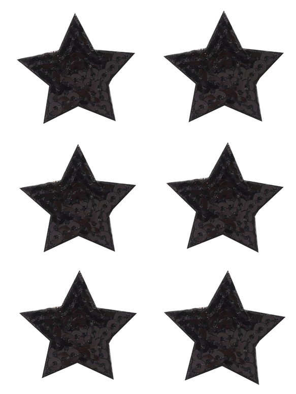 スパンコール星(ブラック)小アイロンワッペン6枚セット 1枚目の画像
