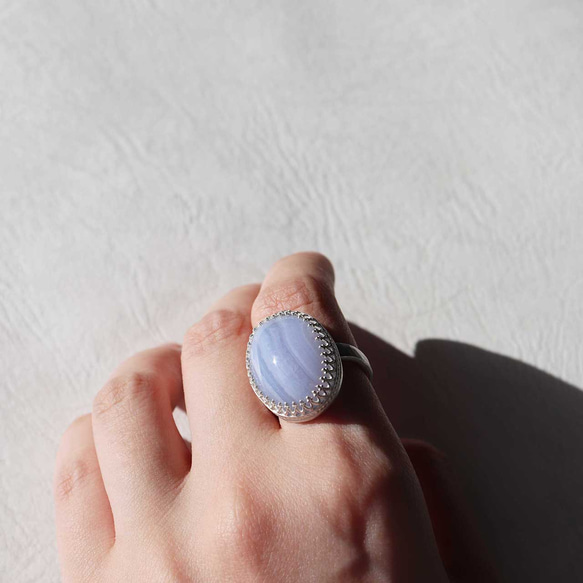 〈再販〉【blue lace agate】silver925・シルバーリング（受注生産：1号～29号） 9枚目の画像