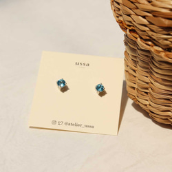 【Petite couleur: swiss blue topaz】silver925・round brilliant 1枚目の画像