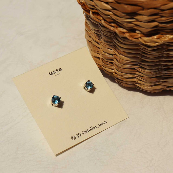 【Petite couleur: swiss blue topaz】silver925・round brilliant 2枚目の画像