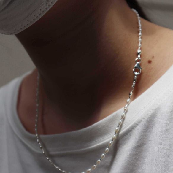 〈再販〉【mask chain necklace: pearl 】silver925・淡水パール・2WAYマスクチェーン 7枚目の画像