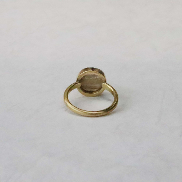 【cabochon ring】ルチルクォーツ10㎜・真鍮（brass）・天然石（12号） 7枚目の画像