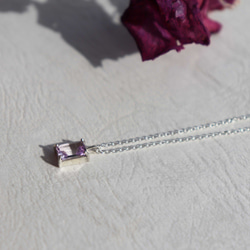 【Rectangle: Bi-color amethyst】silver925・ネックレス・40cm 3枚目の画像