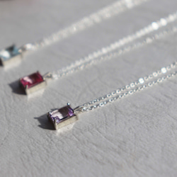 【Rectangle: Bi-color amethyst】silver925・ネックレス・40cm 7枚目の画像