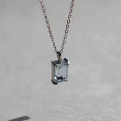 【Rectangle: Blue topaz】silver925・ネックレス・40cm 4枚目の画像