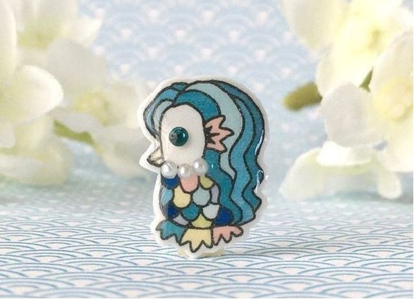 送料無料】☆ブルー♡アマビエ様☆マスク＊アクセサリー マスク