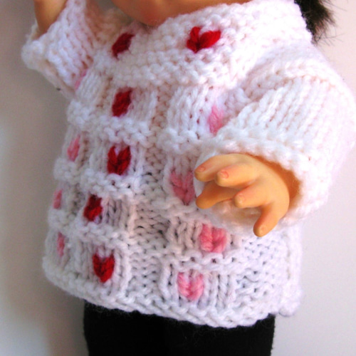 ぽぽちゃん、メルちゃん☆刺しゅう入り手編みセーター（白） その他