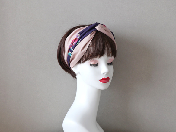 再販19◆リバティ(ピンクのピオニー)のヘアバンド<hairband185>◆受注製作◆ 6枚目の画像