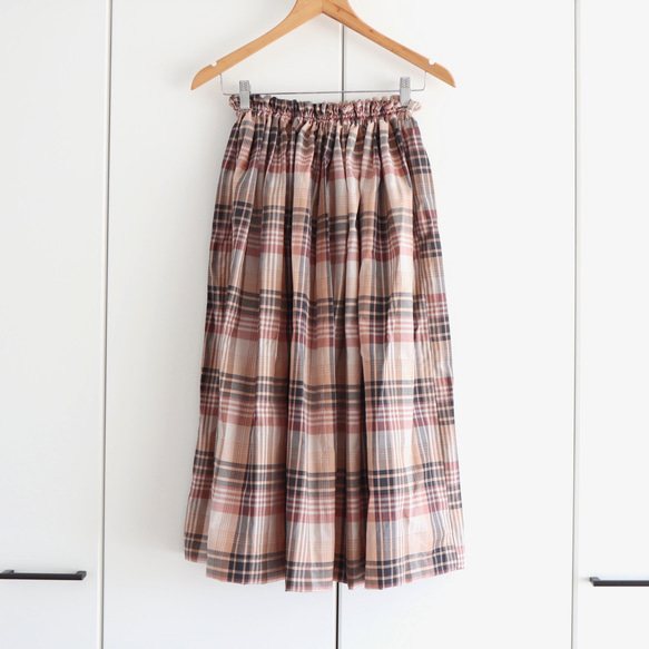 ドラマティックなマドラスチェックのギャザースカート<skirt002> 1枚目の画像