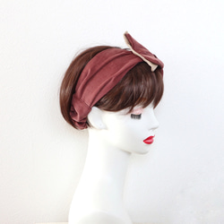 冬物半額SALE◆ふっくらリボンのヘアバンド(ボルドー)<hairband207> 6枚目の画像