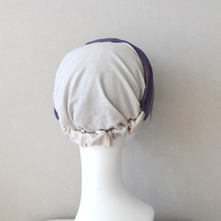帽子 ケア帽子 医療用帽子にも コットンとコーデュロイのヘアバンド(スミレ)<hairband214> 3枚目の画像