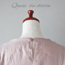 大人仕様のやわらかピンク♪リネンのフレア袖ブラウス(モーヴピンク・Ｖネック) <blouse008> 7枚目の画像