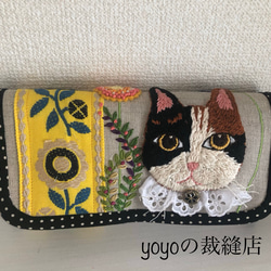 猫刺しゅう長財布 1枚目の画像