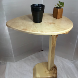 天然木　カエデ　楓　玉杢　折り畳み　サイドテーブル　一点物　手造り 1枚目の画像