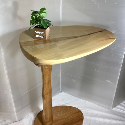 天然木 とち 折り畳み式 サイドテーブル 一点物 手造り