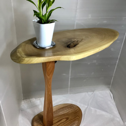 天然木　キハダ／けやき　折り畳みサイドテーブル　一点物　手造り 2枚目の画像