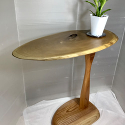 天然木　キハダ／けやき　折り畳みサイドテーブル　一点物　手造り 3枚目の画像