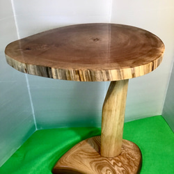 天然木　桜輪切り　折り畳み　サイドテーブル　一点物　手造り 1枚目の画像