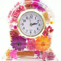 515花時計ハーバリウム置き時計花束贈呈記念日卒業式新生活結婚式母の日敬老の日誕生日プレゼントプリザーブドフラワーギフト 1枚目の画像