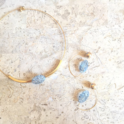 ***Blue Stone Choker***大理石風のチョーカー✴︎おそろいのﾋﾟｱｽもあります☺︎︎ 3枚目の画像