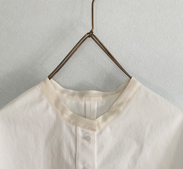 【受注制作】透けpointのあるコットンワッシャーシャツ［off-white］ 2枚目の画像