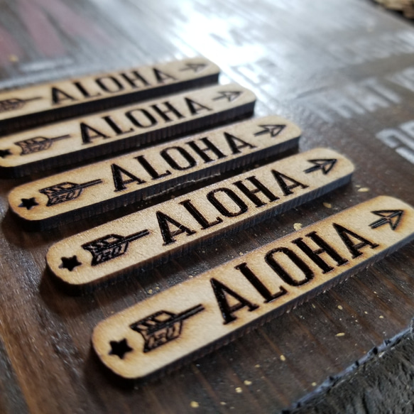 オリジナル ウッドパーツ5個セット☆ALOHA ウッドチャーム アメリカン 