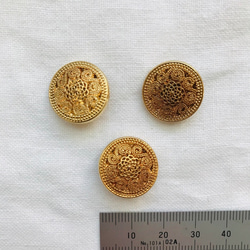 フランス工場のヴィンテージボタン モザイク [3個] 18mm ゴールド8 2枚目の画像